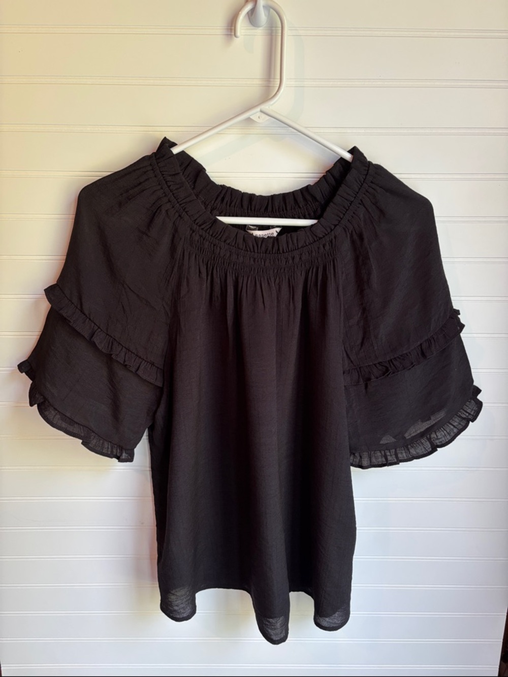Nanette Lepore Black Ruffle Flutter Sleeve Blouse
